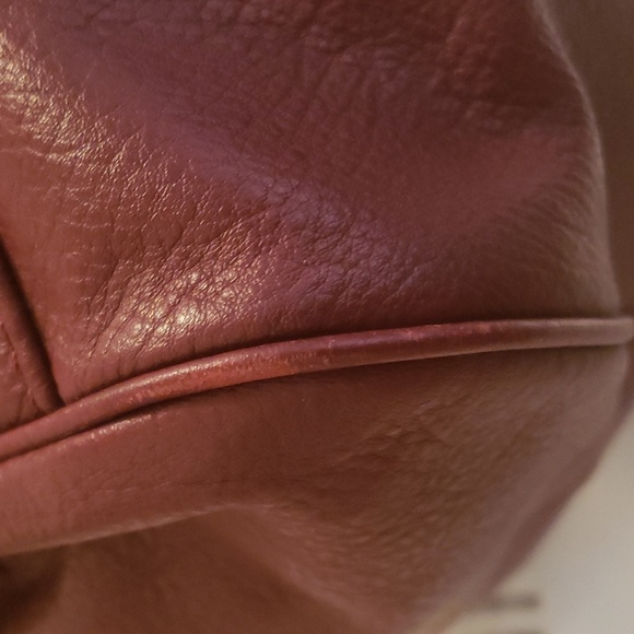 Michael Kors "Fulton" Large Leather Tote Handbag Color Maroon - Picture 8 of 16